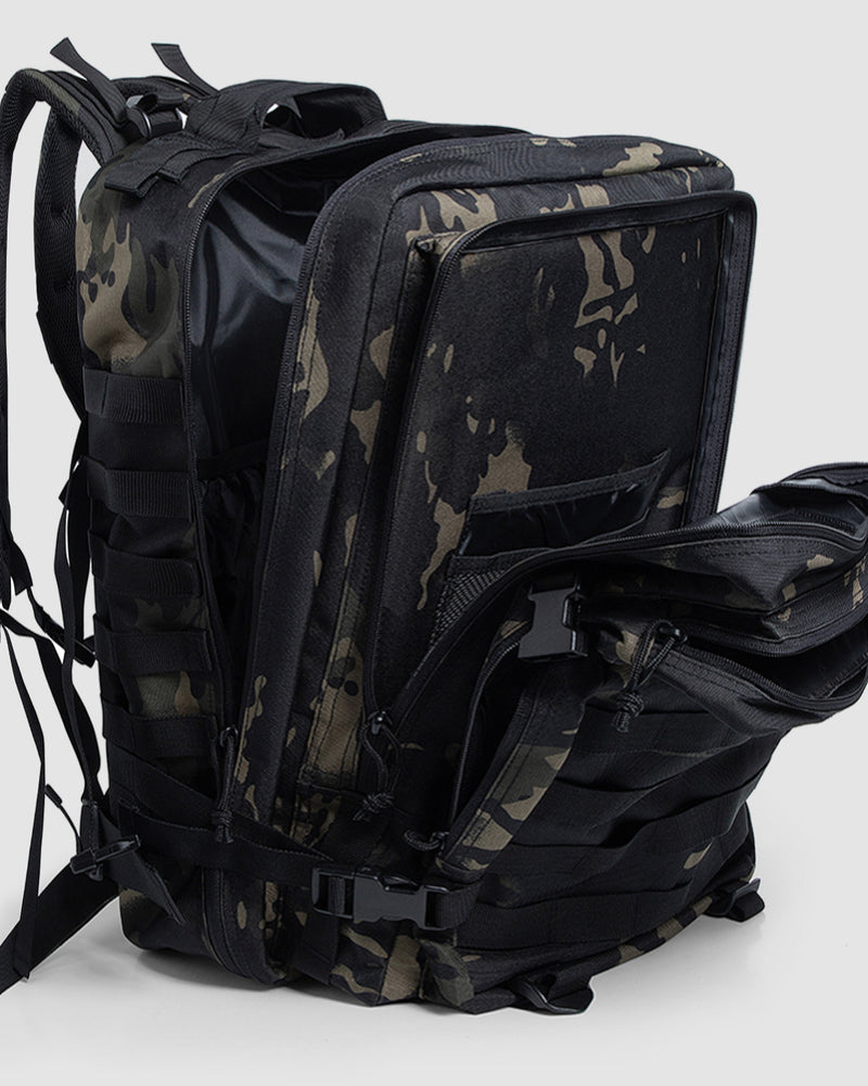 45L Tactical Backpack in black camo