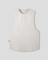 Beige sleeveless top on a light gray background