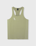 Green stringer with a logo on a white background
