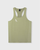 Green stringer with a logo on a white background