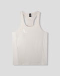 Beige tank top with a logo on a light gray background