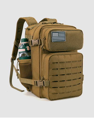 25L tactical backpack in khaki.