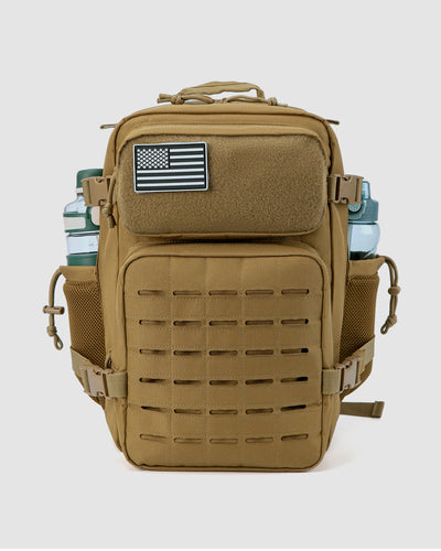 25L tactical backpack in khaki.