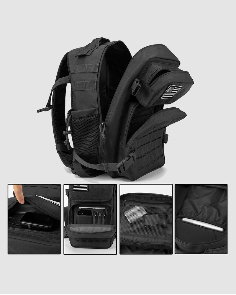 25L black tactical backpack.