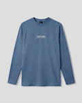 Blue long-sleeve shirt with 'LYFTLYFE' logo on a light gray background