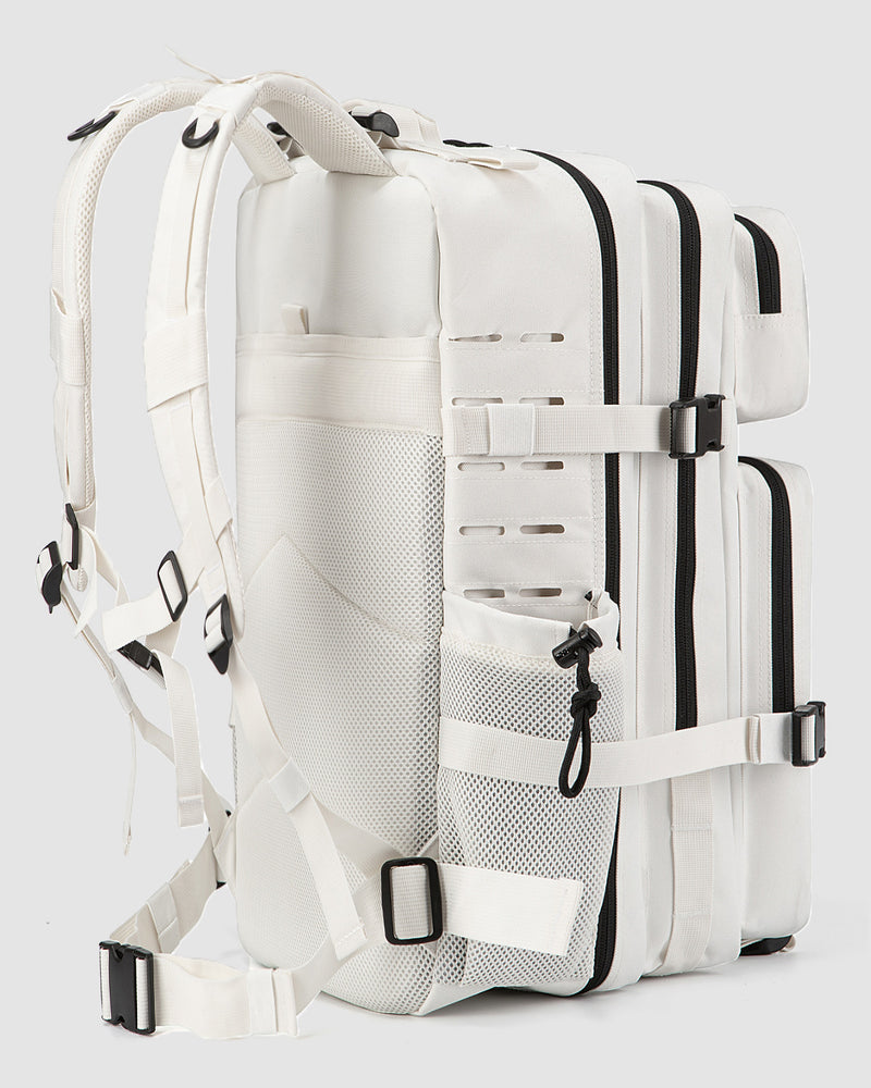 45L Tactical Backpack in white sand.