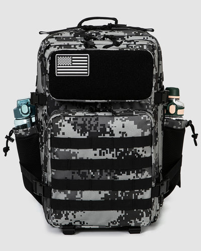 45L tactical backpack with black digital pattern.