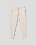 Beige sweatpants with a white LYFTLYFE logo on a light gray background