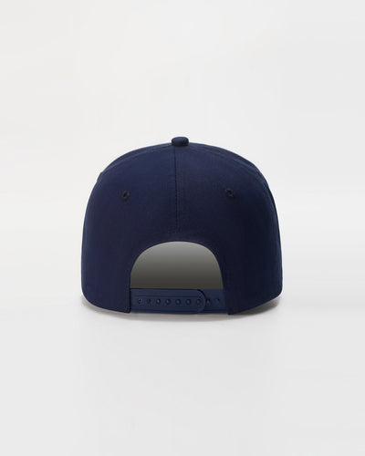 Navy blue A-frame hat with 'LYFTLYFE' logo on a light gray background.
