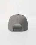 Gray snapback on a light gray background.