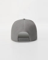 Gray snapback on a light gray background.