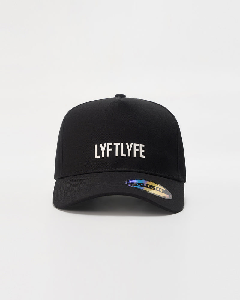 Black A-frame snapback with 'LYFTLYFE' branding on a white background.