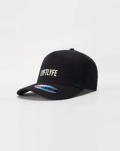Black A-frame snapback with 'LYFTLYFE' branding on a white background.