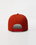 Red snapback on a light gray background.