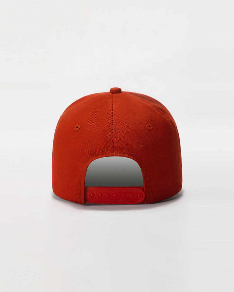 Red A-frame hat with 'LYFTLYFE' branding on a white background.