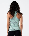 Racerback design of LYFTLYFE women's green marble tank for full range of motion.