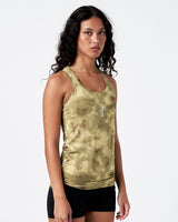 Right side view of LYFTLYFE women’s tank in green sponge color, highlighting side seam and racerback fit.