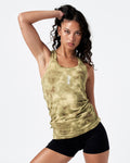 LYFTLYFE women’s gym tank in green sponge print, shown from the front.