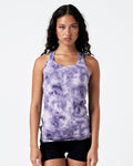 Front view of women’s Pace Tank in Purple Haze with centered LYFTLYFE logo.