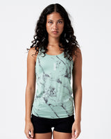 LYFTLYFE women's green marble tank, fitted athletic front view for workouts.
