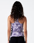 Back view of Purple Haze racerback tank with sponge print and shoulder exposure.
