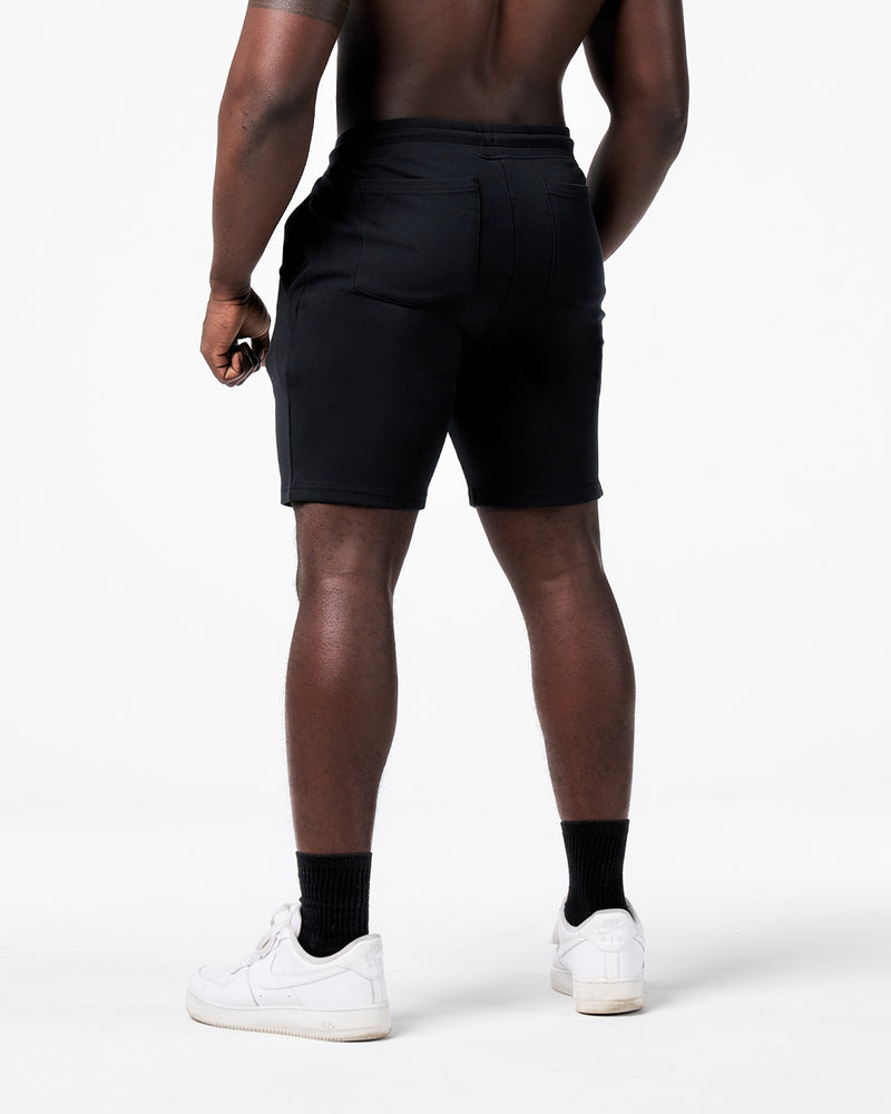 Men's shorts in black with LL lyftlyfe white logo.