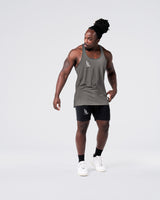 Full body fit of Power Stringer in grey. 