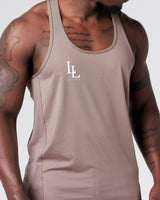 Close-up of LL logo on rose Power Gym Stringer.