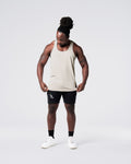 Full body fit of Power Stringer in off-white. 