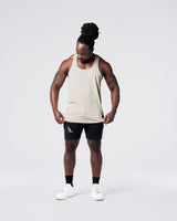 Full body fit of Power Stringer in off-white. 