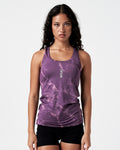 LYFTLYFE women's dark purple marble tank, fitted athletic front view for workouts.