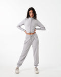 Women’s Breathe Joggers in light grey with a thick waistband and 4-way stretch fabric for unrestricted movement.