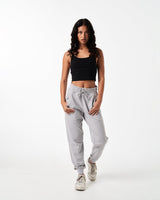 Women’s light grey Breathe Joggers with a thick waistband and 4-way stretch fabric for unrestricted movement.