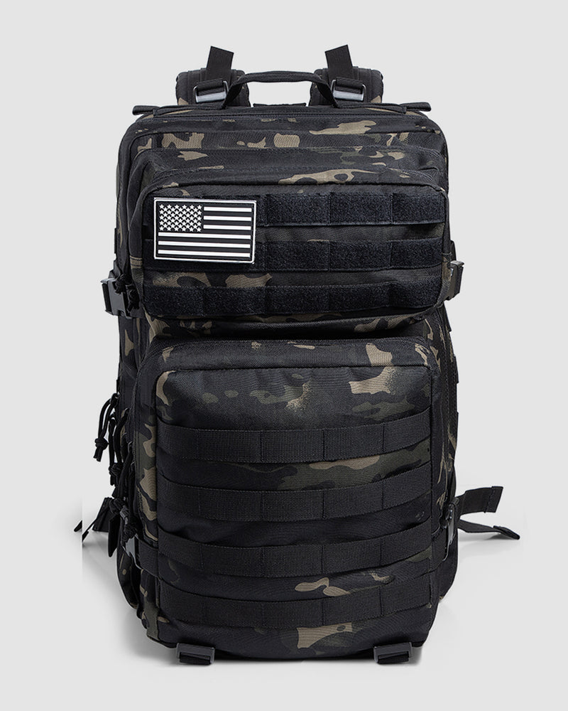 45L Tactical Backpack in black camo