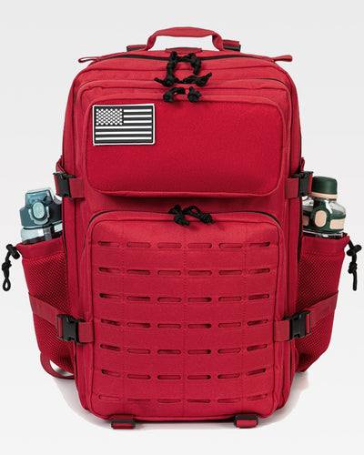 45L Tactical Backpack in red with 2 side pockets
