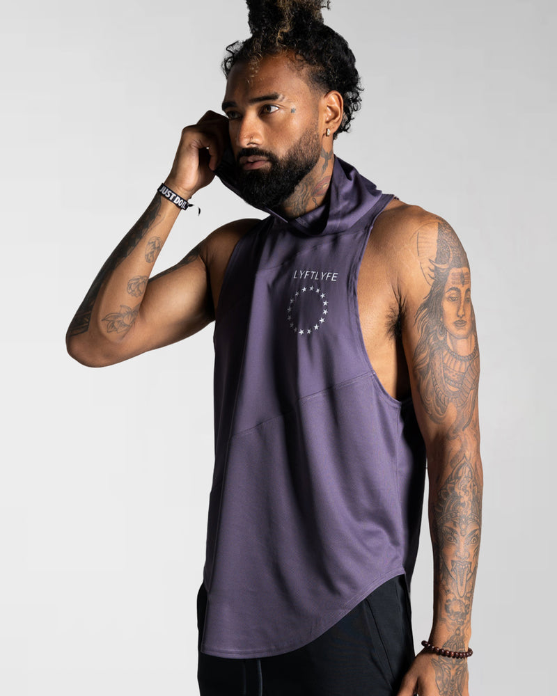 Men's sleeveless hoodie in purple
