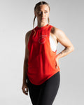 Women’s sleeveless tank top with lightweight, wrinkle-resistant fabric and breathable stretch materials, shown from the left hand side.