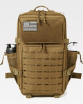 45L Tactical Backpack in khaki with 2 side pockets