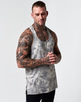 Side angle of LYFTLYFE men’s performance stringer in grey sponge print. 