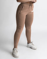 LYFTLYFE taupe joggers, women’s right side view with sporty silhouette. 
