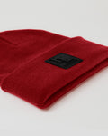 LYFTLYFE maroon toque laid flat with front-facing black rubberized patch.
