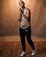 Women’s Command Cut Sleeve in brown camo, showcasing the lightweight, breathable fabric and ergonomic fit.