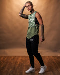 Side view of the Women’s Command Cut Sleeve in green camo, showcasing the lightweight, breathable fabric and ergonomic fit