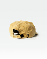 LYFTLYFE dad hat in washed yellow with rear view of closure and stitched panels.