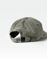 LYFTLYFE dad hat in washed green with rear view of closure and stitched panels.